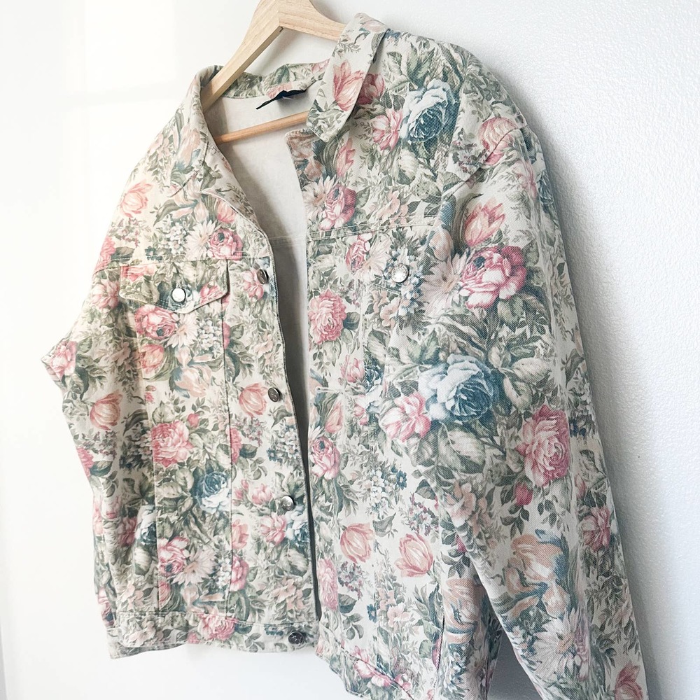VTG Patrick Floral Jeans Jacket Denim Vintage — Size M/L - Picture 3 of 6